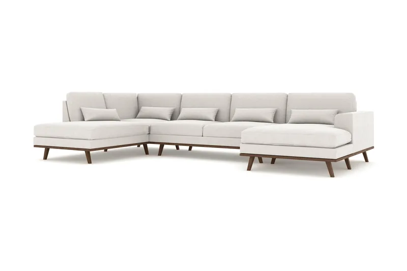 Copenhagen 5-sits Vänstervänd U-formad Soffa med Divan och Schäslong i Tyg - Ljusgrå - Möbler - Soffa - U-soffa