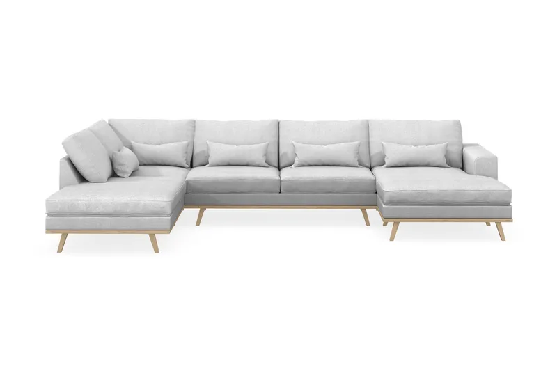 Copenhagen 5-sits Vänstervänd U-formad Soffa med Divan och Schäslong i Tyg - Ljusgrå - Möbler - Soffa - U-soffa