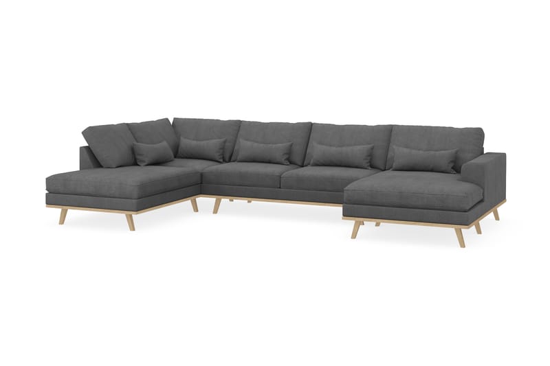 Copenhagen 5-sits Vänstervänd U-formad Soffa med Divan och Schäslong i Tyg - Mörkgrå - Möbler - Soffa - U-soffa
