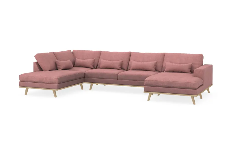 Copenhagen 5-sits Vänstervänd U-formad Soffa med Divan och Schäslong i Tyg - Rosa - Möbler - Soffa - U-soffa