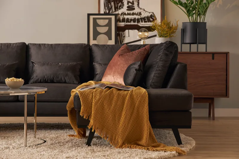 Copenhagen Compact 4-sits Högervänd U-formad Large Soffa med Divan och Schäslong i Sammet - Mörkgrå - Möbler - Soffa - U-soffa