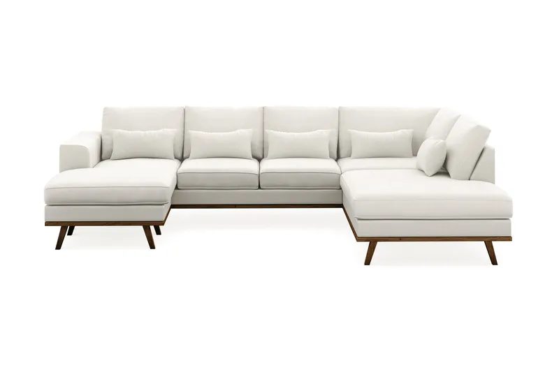 Copenhagen Compact 4-sits Högervänd U-formad Large Soffa med Divan och Schäslong i Tyg - Ljusgrå - Möbler - Soffa - U-soffa