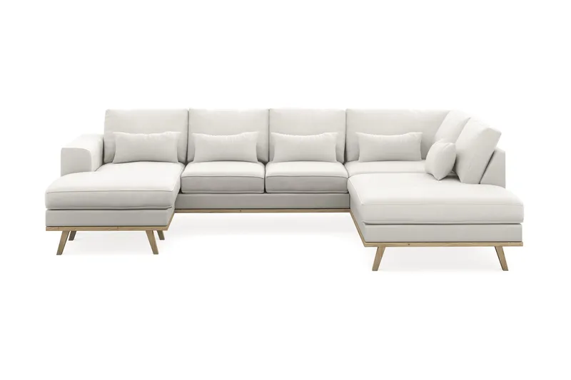Copenhagen Compact 4-sits Högervänd U-formad Soffa med Divan och Schäslong i Tyg, Ljusgrå