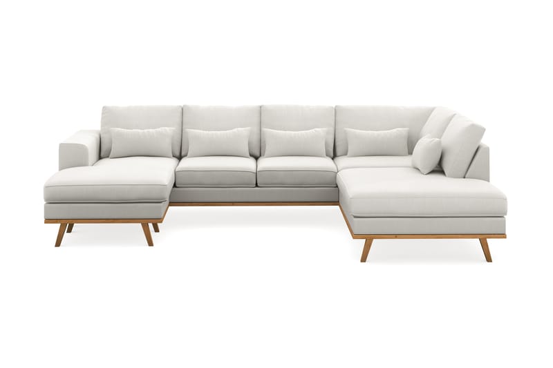 Copenhagen Compact 4-sits Högervänd U-formad Soffa med Divan och Schäslong i Tyg - Ljusgrå - Möbler - Soffa - U-soffa