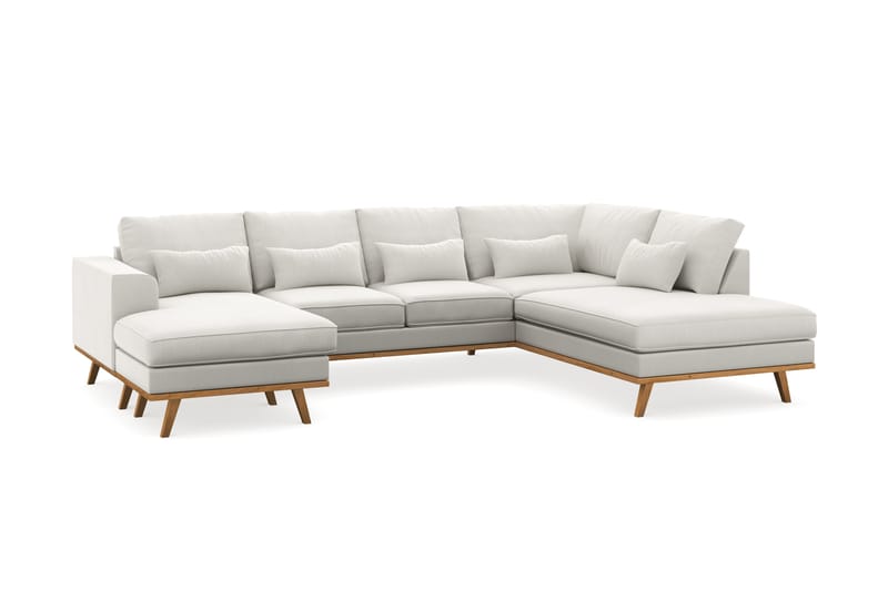 Copenhagen Compact 4-sits Högervänd U-formad Soffa med Divan och Schäslong i Tyg - Ljusgrå - Möbler - Soffa - U-soffa