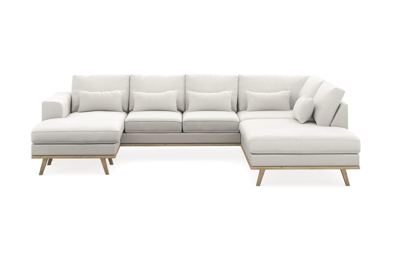 Copenhagen Compact 4-sits Högervänd U-formad Soffa med Divan och Schäslong i Tyg - Ljusgrå - Möbler - Soffa - U-soffa