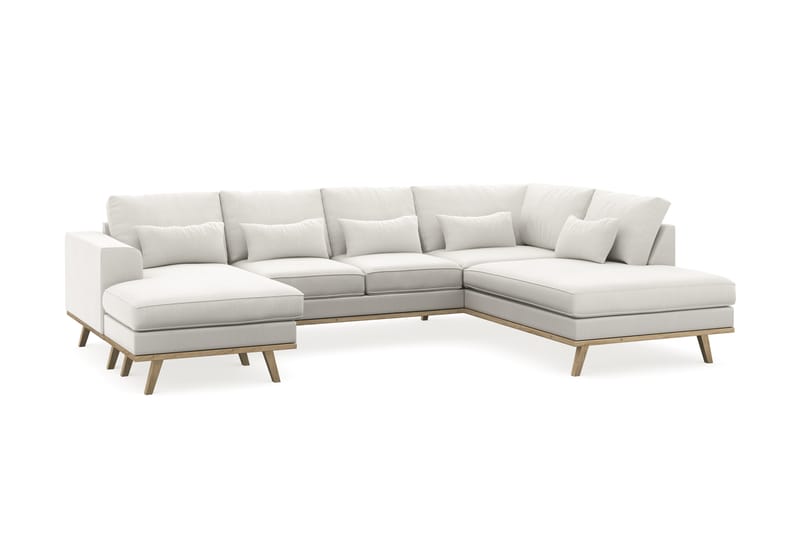 Copenhagen Compact 4-sits Högervänd U-formad Soffa med Divan och Schäslong i Tyg - Ljusgrå - Möbler - Soffa - U-soffa