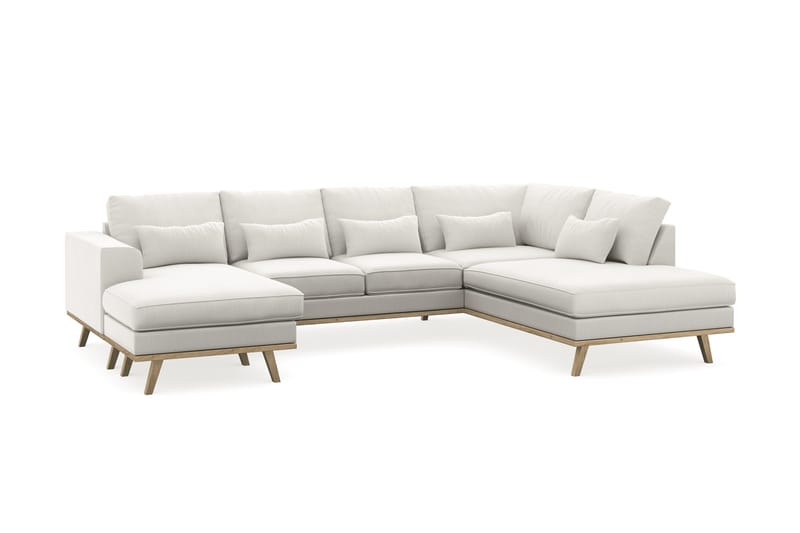 Copenhagen Compact 4-sits Högervänd U-formad Soffa med Divan och Schäslong i Tyg - Ljusgrå - Möbler - Soffa - U-soffa