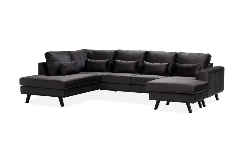Copenhagen Compact 4-sits Vänstervänd U-formad Large Soffa med Divan och Schäslong i Sammet - Mörkgrå - Möbler - Soffa - U-soffa
