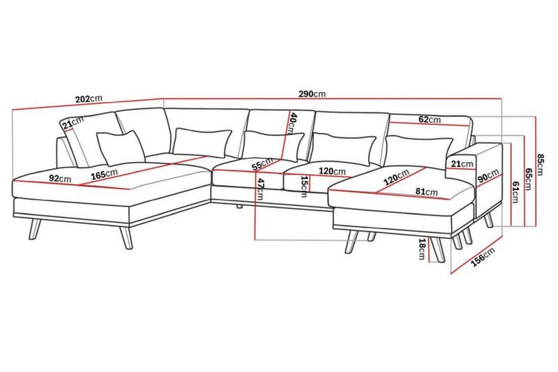 Copenhagen Compact 4-sits Vänstervänd U-formad Soffa med Divan och Schäslong i Tyg - Ljusgrå - Möbler - Soffa - U-soffa