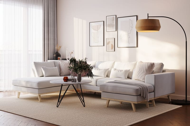 Copenhagen Compact 4-sits Vänstervänd U-formad Soffa med Divan och Schäslong i Tyg - Ljusgrå - Möbler - Soffa - U-soffa