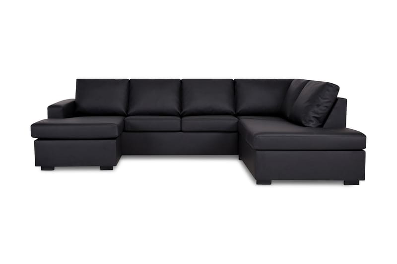 Crazy 4-sits Högervänd U-formad Large Soffa med Divan och Schäslong i Konstläder - Svart - Möbler - Soffa - U-soffa