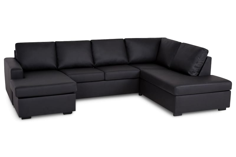 Crazy 4-sits Högervänd U-formad Large Soffa med Divan och Schäslong i Konstläder - Svart - Möbler - Soffa - U-soffa
