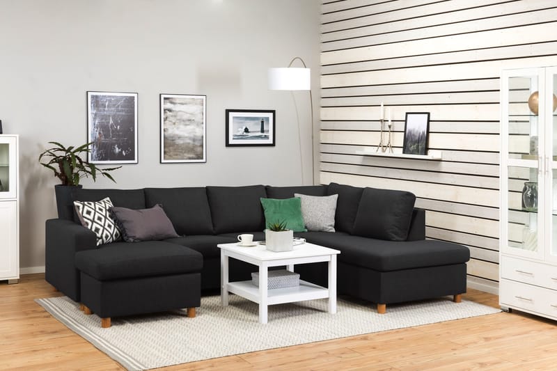 Crazy 4-sits Högervänd U-formad Large Soffa med Divan och Schäslong i Tyg - Antracit - Möbler - Soffa - U-soffa