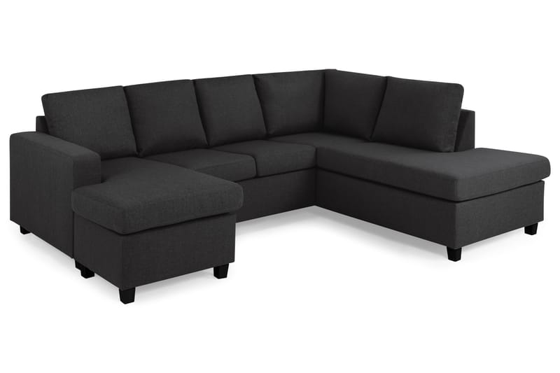 Crazy 4-sits Högervänd U-formad Large Soffa med Divan och Schäslong i Tyg - Antracit - Möbler - Soffa - U-soffa