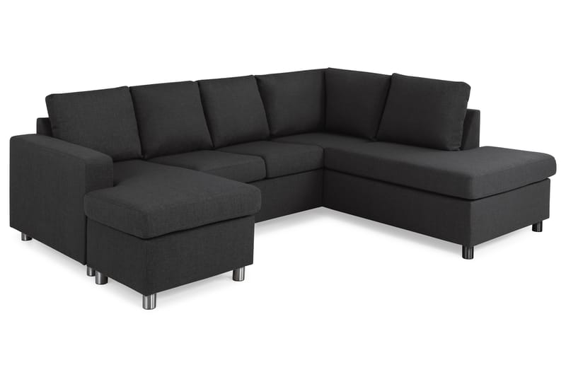 Crazy 4-sits Högervänd U-formad Large Soffa med Divan och Schäslong i Tyg - Antracit - Möbler - Soffa - U-soffa