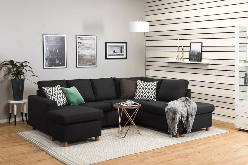 Crazy 4-sits Högervänd U-formad Large Soffa med Divan och Schäslong i Tyg - Antracit - Möbler - Soffa - U-soffa