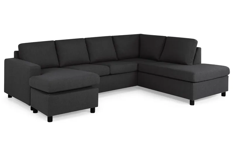 Crazy 4-sits Högervänd U-formad Large Soffa med Divan och Schäslong i Tyg - Antracit - Möbler - Soffa - U-soffa