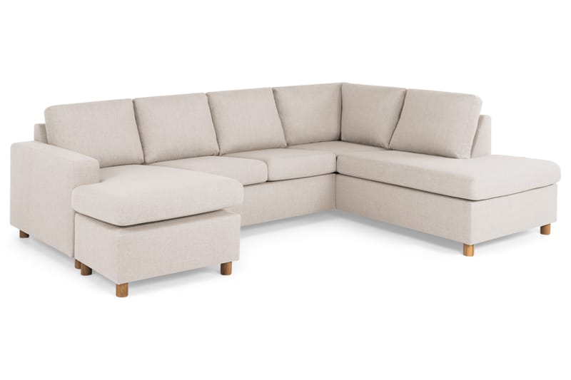Crazy 4-sits Högervänd U-formad Large Soffa med Divan och Schäslong i Tyg - Beige - Möbler - Soffa - U-soffa