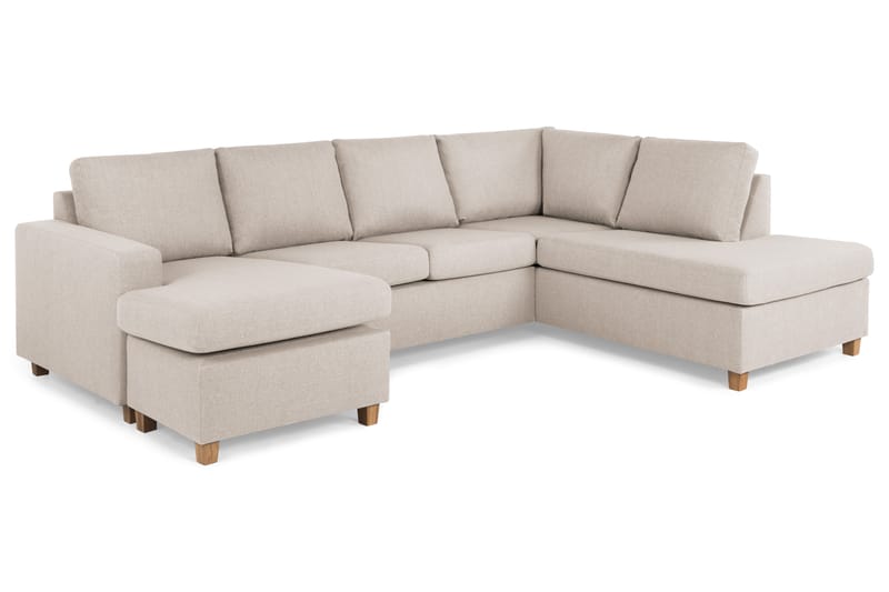 Crazy 4-sits Högervänd U-formad Large Soffa med Divan och Schäslong i Tyg - Beige - Möbler - Soffa - U-soffa