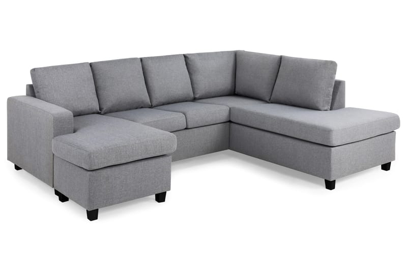 Crazy 4-sits Högervänd U-formad Large Soffa med Divan och Schäslong i Tyg - Grå - Möbler - Soffa - U-soffa