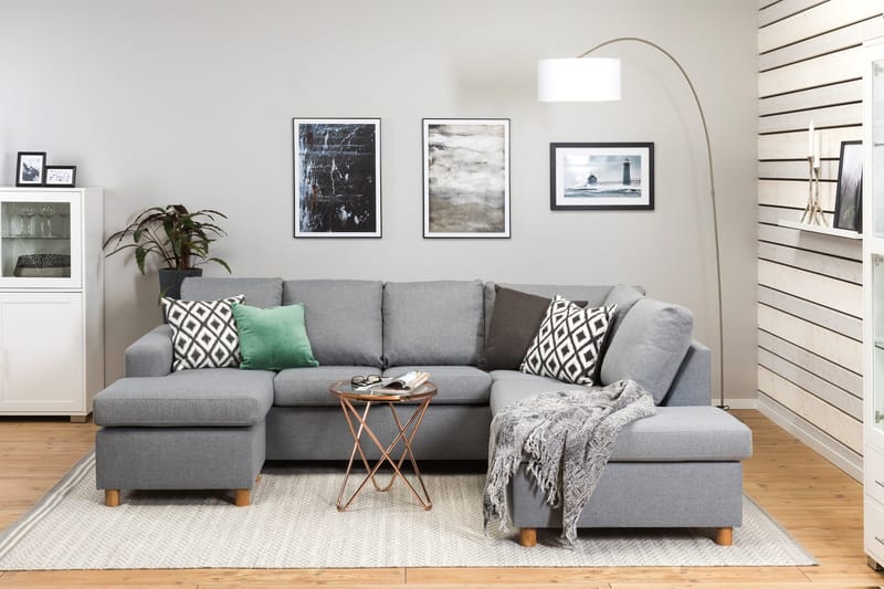 Crazy 4-sits Högervänd U-formad Large Soffa med Divan och Schäslong i Tyg - Grå - Möbler - Soffa - U-soffa