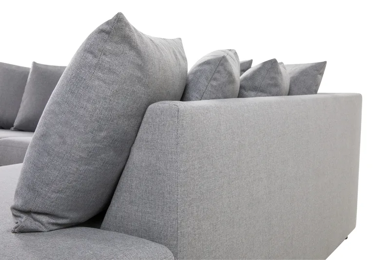 Crazy 4-sits Högervänd U-formad Large Soffa med Divan och Schäslong i Tyg inkl Kuvertkuddar - Grå - Möbler - Soffa - U-soffa