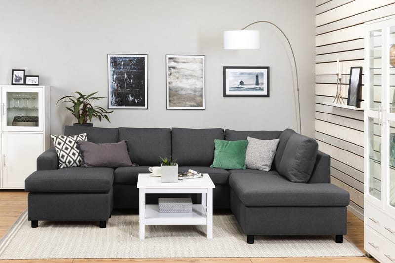 Crazy 4-sits Högervänd U-formad Large Soffa med Divan och Schäslong i Tyg - Mörkgrå - Möbler - Soffa - U-soffa