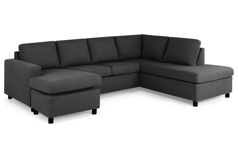 Crazy 4-sits Högervänd U-formad Large Soffa med Divan och Schäslong i Tyg - Mörkgrå - Möbler - Soffa - U-soffa
