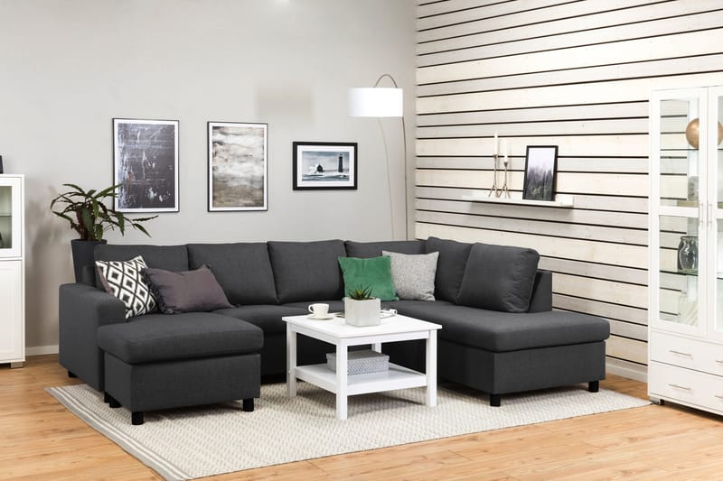 Crazy 4-sits Högervänd U-formad Large Soffa med Divan och Schäslong i Tyg - Mörkgrå - Möbler - Soffa - U-soffa