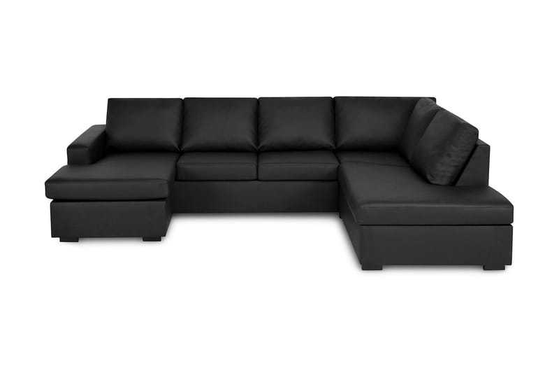 Crazy 4-sits Högervänd U-formad Small Soffa med Divan och Schäslong i Konstläder - Svart - Möbler - Soffa - U-soffa