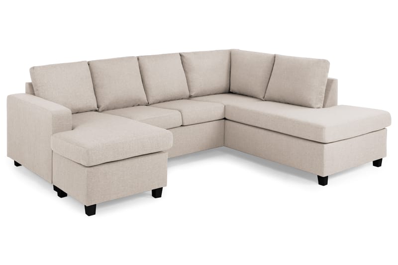 Crazy 4-sits Högervänd U-formad Small Soffa med Divan och Schäslong i Tyg - Beige - Möbler - Soffa - U-soffa