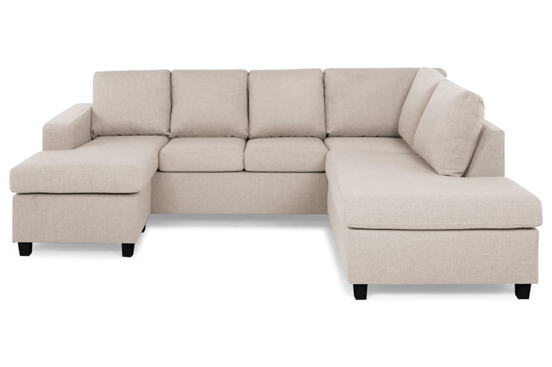 Crazy 4-sits Högervänd U-formad Small Soffa med Divan och Schäslong i Tyg - Beige - Möbler - Soffa - U-soffa