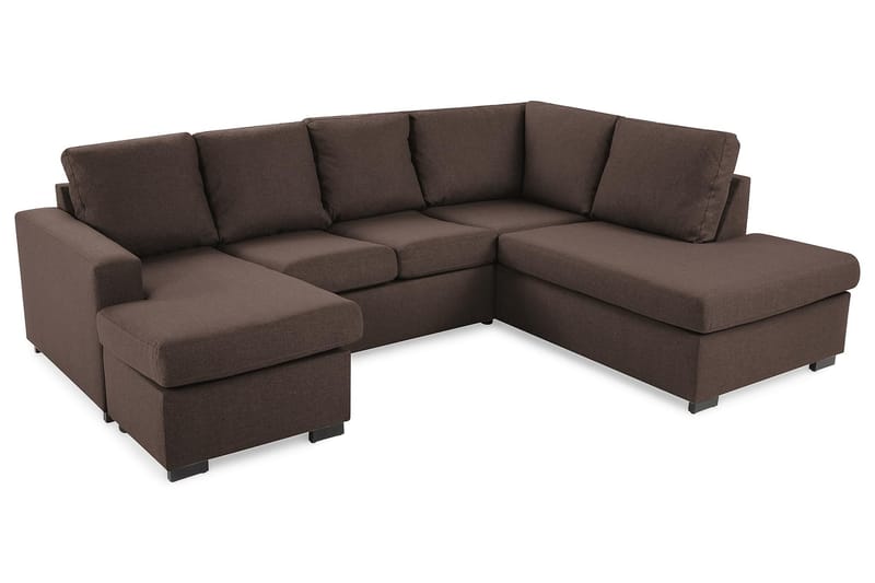 Crazy 4-sits Högervänd U-formad Small Soffa med Divan och Schäslong i Tyg - Brun - Möbler - Soffa - U-soffa