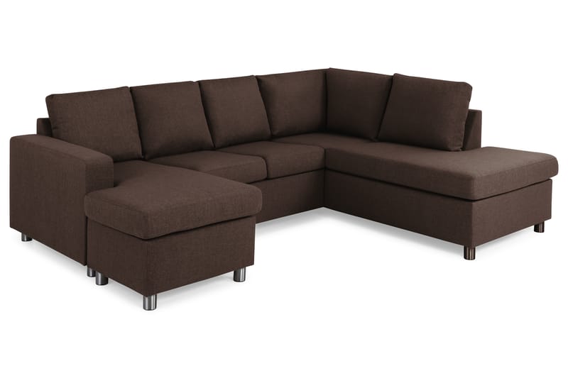 Crazy 4-sits Högervänd U-formad Small Soffa med Divan och Schäslong i Tyg - Brun - Möbler - Soffa - U-soffa
