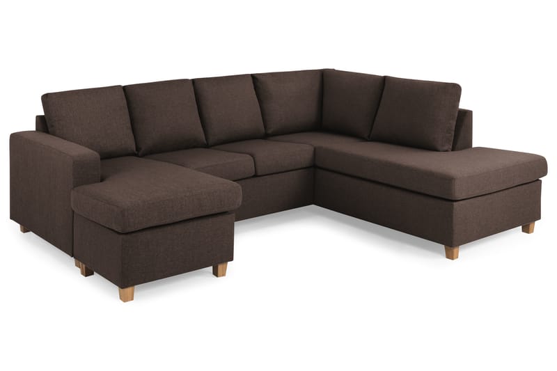 Crazy 4-sits Högervänd U-formad Small Soffa med Divan och Schäslong i Tyg - Brun - Möbler - Soffa - U-soffa
