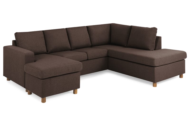 Crazy 4-sits Högervänd U-formad Small Soffa med Divan och Schäslong i Tyg - Brun - Möbler - Soffa - U-soffa