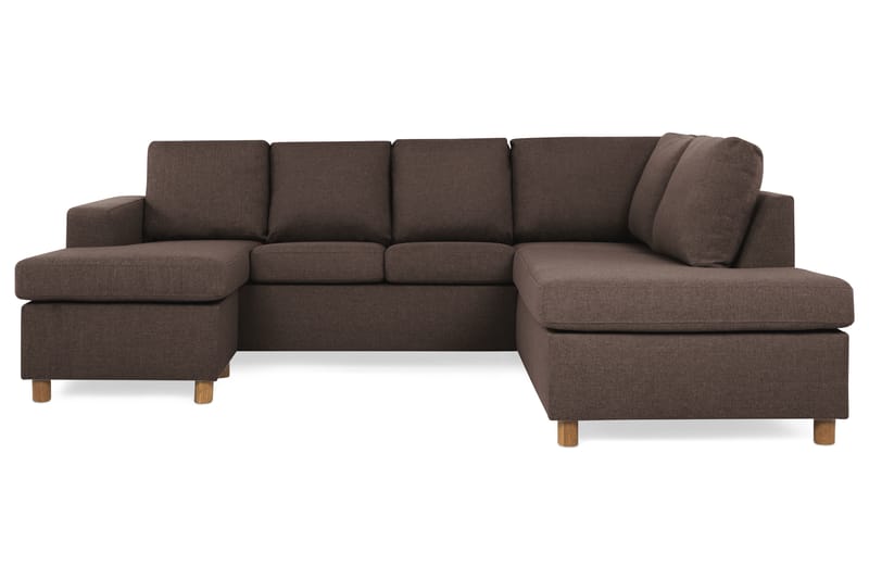 Crazy 4-sits Högervänd U-formad Small Soffa med Divan och Schäslong i Tyg - Brun - Möbler - Soffa - U-soffa