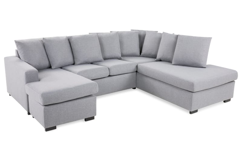 Crazy 4-sits Högervänd U-formad Small Soffa med Divan och Schäslong i Tyg inkl Kuvertkuddar - Grå - Möbler - Soffa - U-soffa