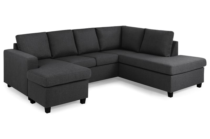 Crazy 4-sits Högervänd U-formad Small Soffa med Divan och Schäslong i Tyg - Mörkgrå - Möbler - Soffa - U-soffa