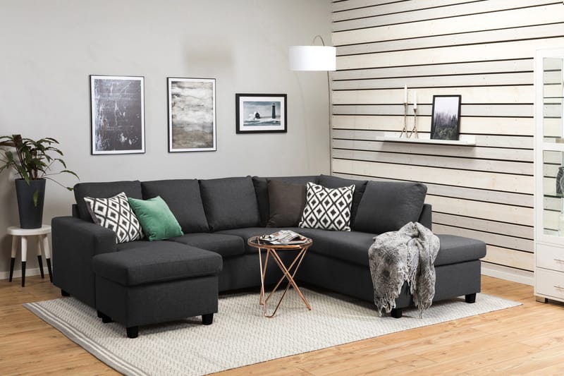 Crazy 4-sits Högervänd U-formad Small Soffa med Divan och Schäslong i Tyg - Mörkgrå - Möbler - Soffa - U-soffa