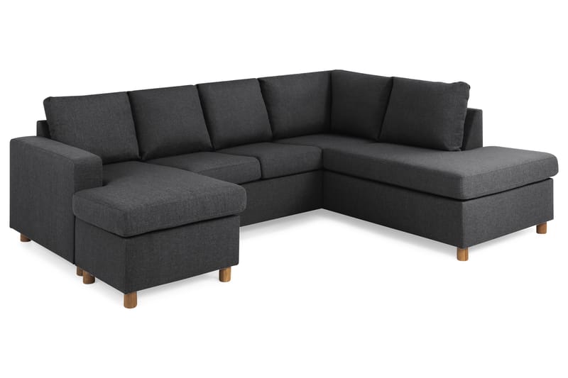 Crazy 4-sits Högervänd U-formad Small Soffa med Divan och Schäslong i Tyg - Mörkgrå - Möbler - Soffa - U-soffa
