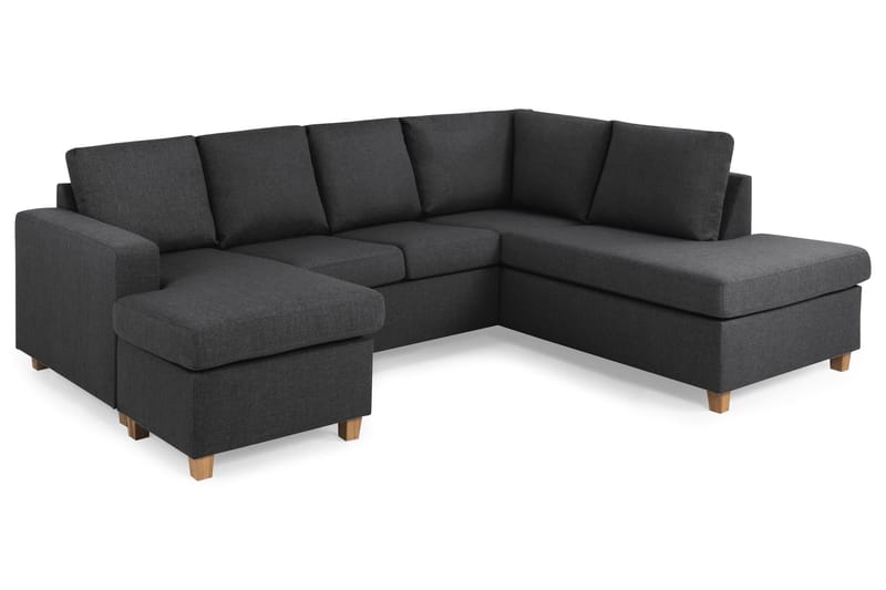 Crazy 4-sits Högervänd U-formad Small Soffa med Divan och Schäslong i Tyg - Mörkgrå - Möbler - Soffa - U-soffa