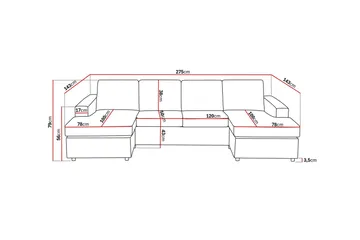 Crazy 4-sits U-formad Soffa med dubbeldivan i Tyg - Antracit - Möbler - Soffa - U-soffa