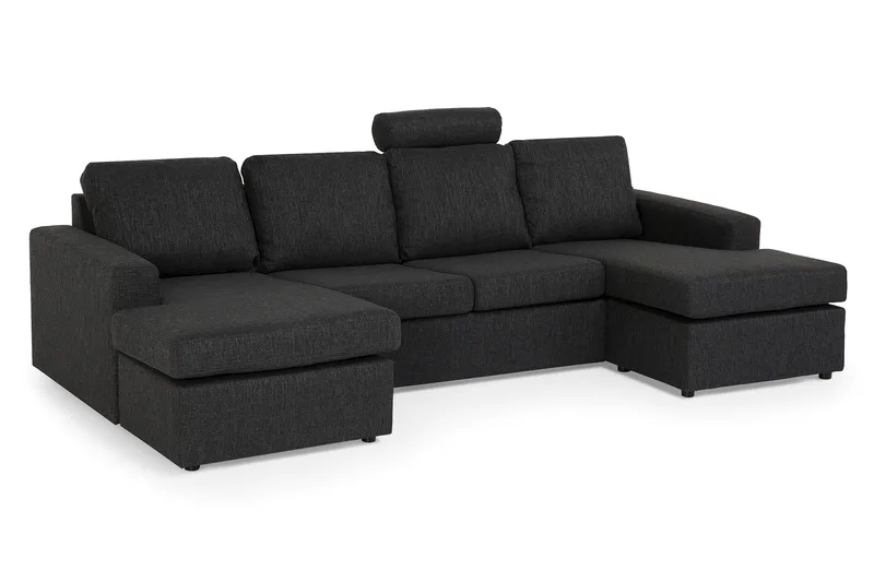 Crazy 4-sits U-formad Soffa med dubbeldivan i Tyg - Antracit - Möbler - Soffa - U-soffa