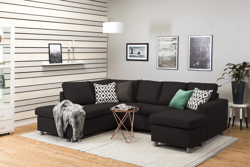 Crazy 4-sits Vänstervänd U-formad Large Soffa med Divan och Schäslong i Tyg - Antracit - Möbler - Soffa - U-soffa