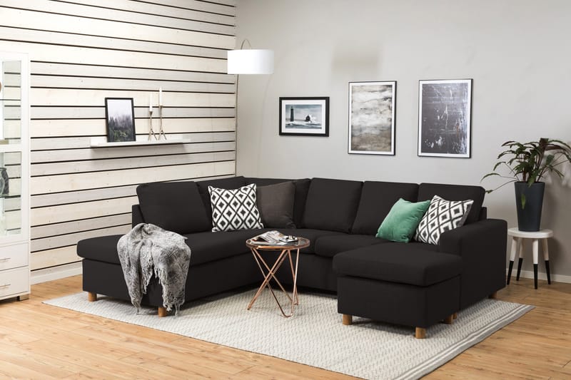 Crazy 4-sits Vänstervänd U-formad Large Soffa med Divan och Schäslong i Tyg - Antracit - Möbler - Soffa - U-soffa