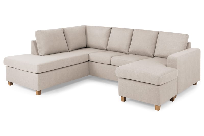 Crazy 4-sits Vänstervänd U-formad Large Soffa med Divan och Schäslong i Tyg - Beige - Möbler - Soffa - U-soffa