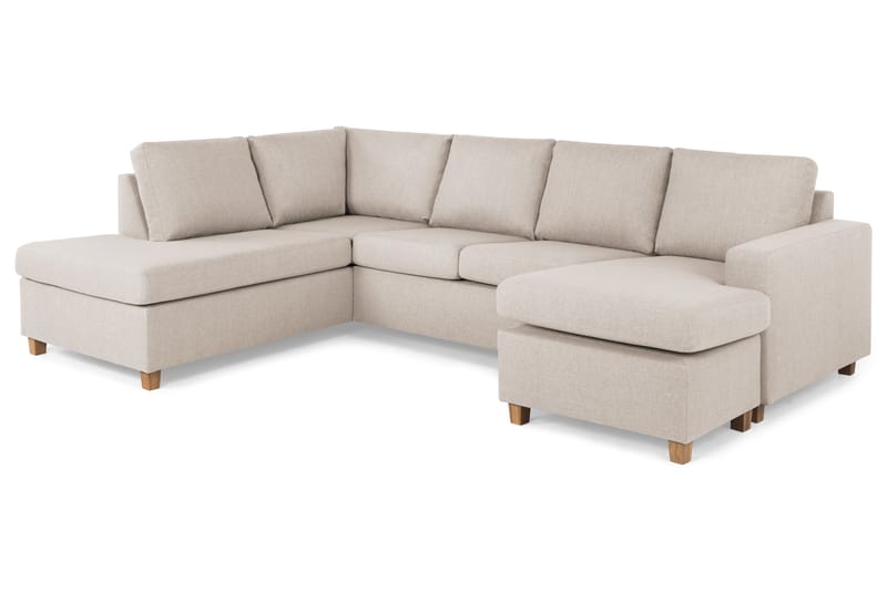 Crazy 4-sits Vänstervänd U-formad Large Soffa med Divan och Schäslong i Tyg - Beige - Möbler - Soffa - U-soffa
