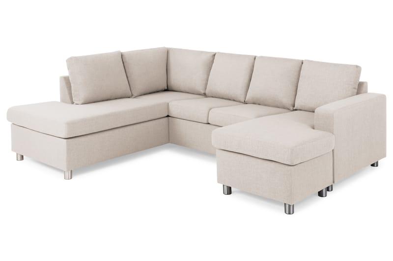 Crazy 4-sits Vänstervänd U-formad Large Soffa med Divan och Schäslong i Tyg - Beige - Möbler - Soffa - U-soffa